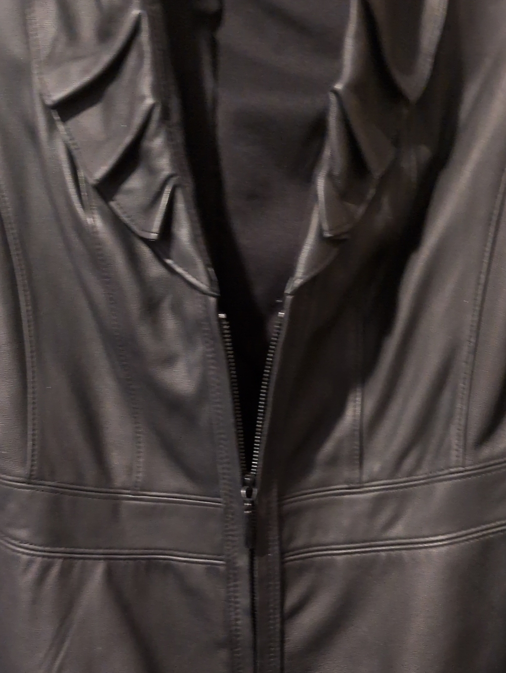 WHBM Ruffled Leather Jacket Blazer - Picture 5 of 8